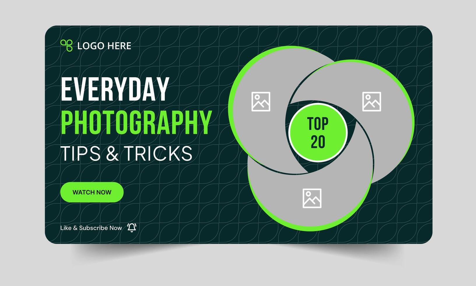 Editable photography daily tips and tricks thumbnail banner design, daily photography learning tips and techniques cover banner design, editable eps 10 file format vector