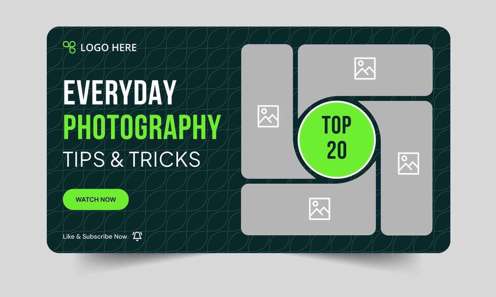 Best photography daily tips and tricks thumbnail banner design, daily photography learning tips and techniques cover banner design, editable eps 10 file format vector