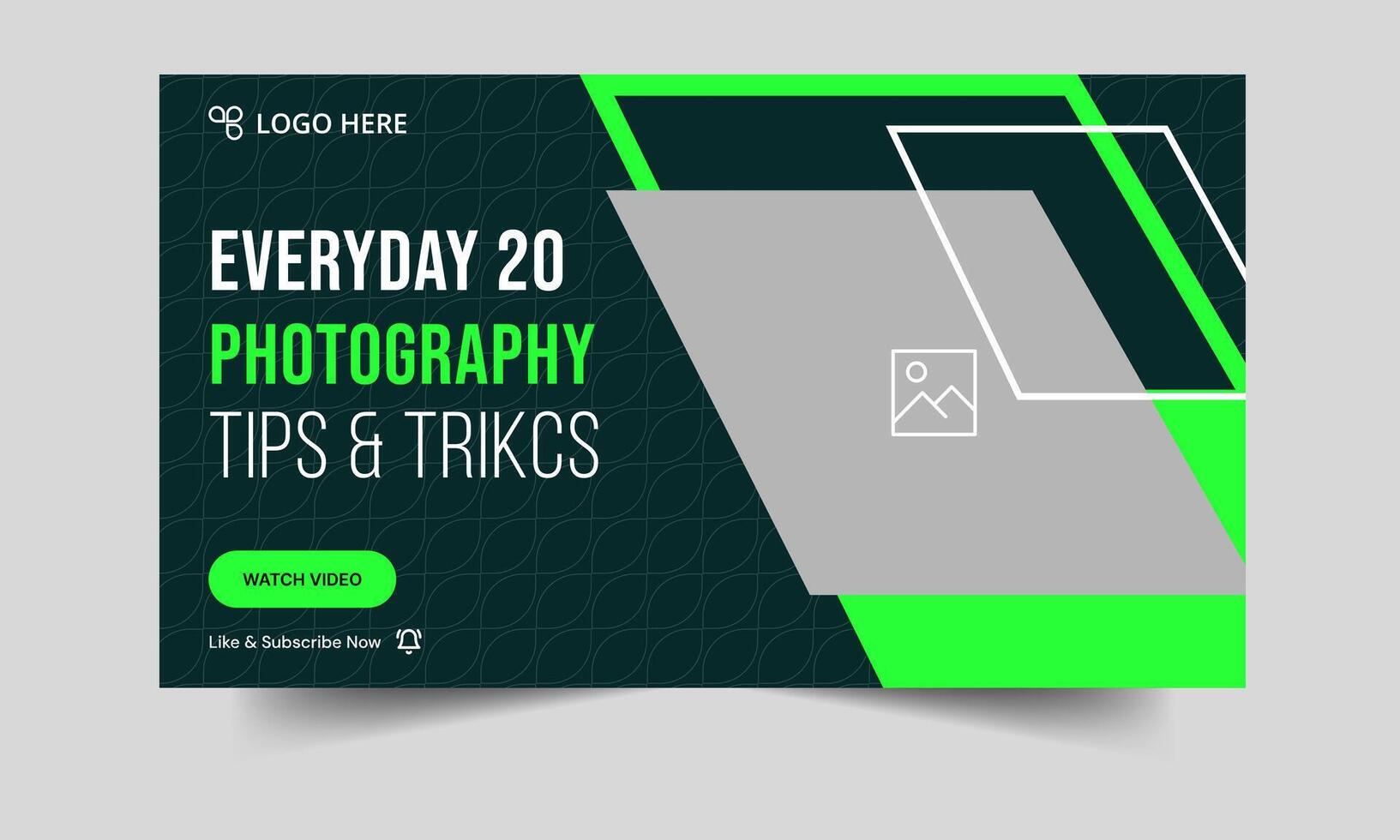 Multipurpose photography tips and tricks thumbnail banner design, daily photography learning tips and techniques cover banner design, editable eps 10 file format vector