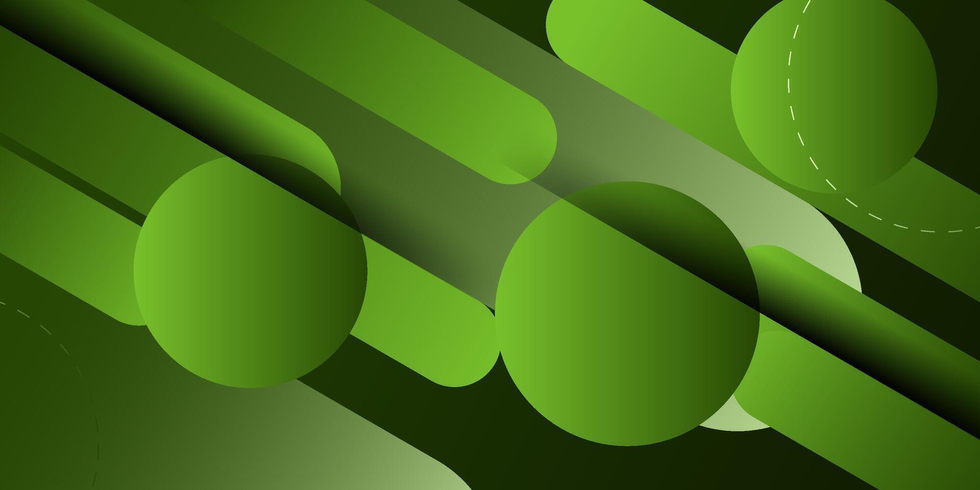 Abstract green dynamic gradient background with 3D look and simple circle pattern. Rounded rectangle elements. Eps10 vector