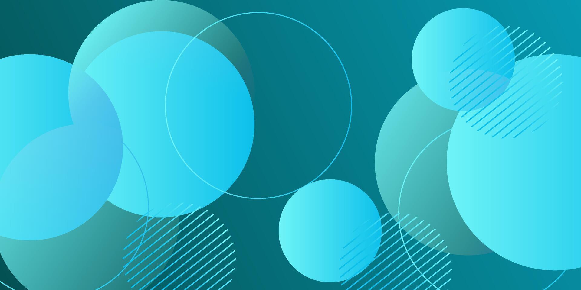 Bright green tosca blue abstract background. Simple overlapping circle trendy pattern. Eps10 vector