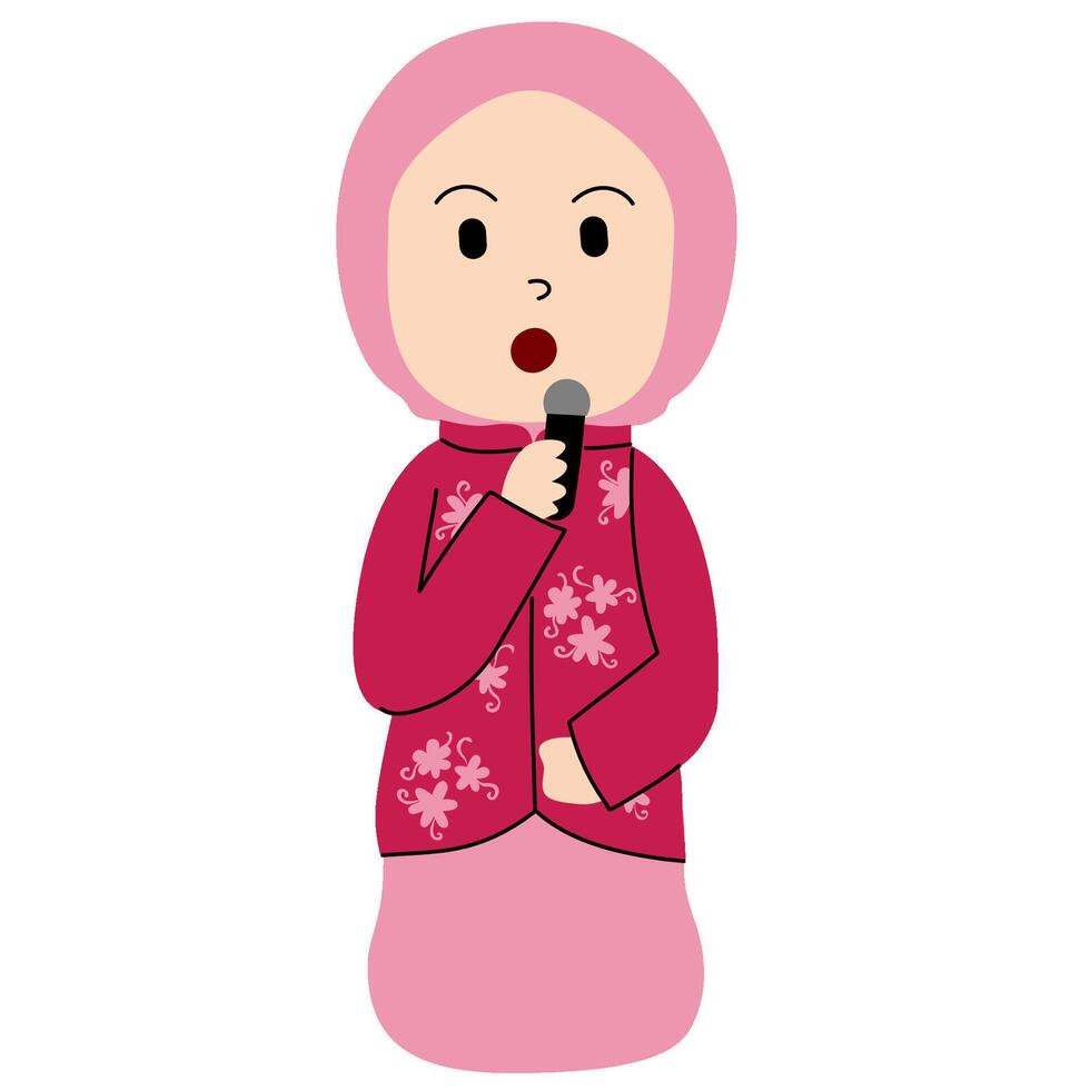 Sinden girl singing traditional javanese music vector