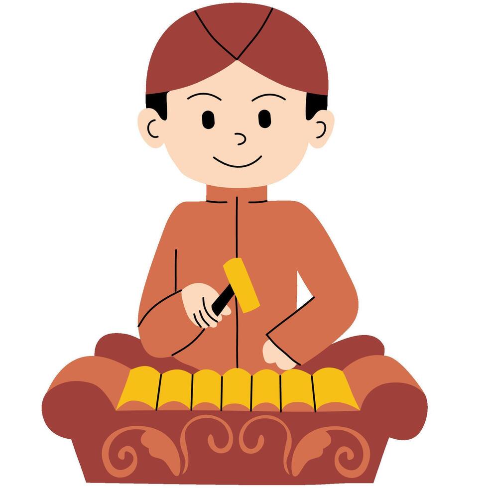 Boy playing metallophone vector