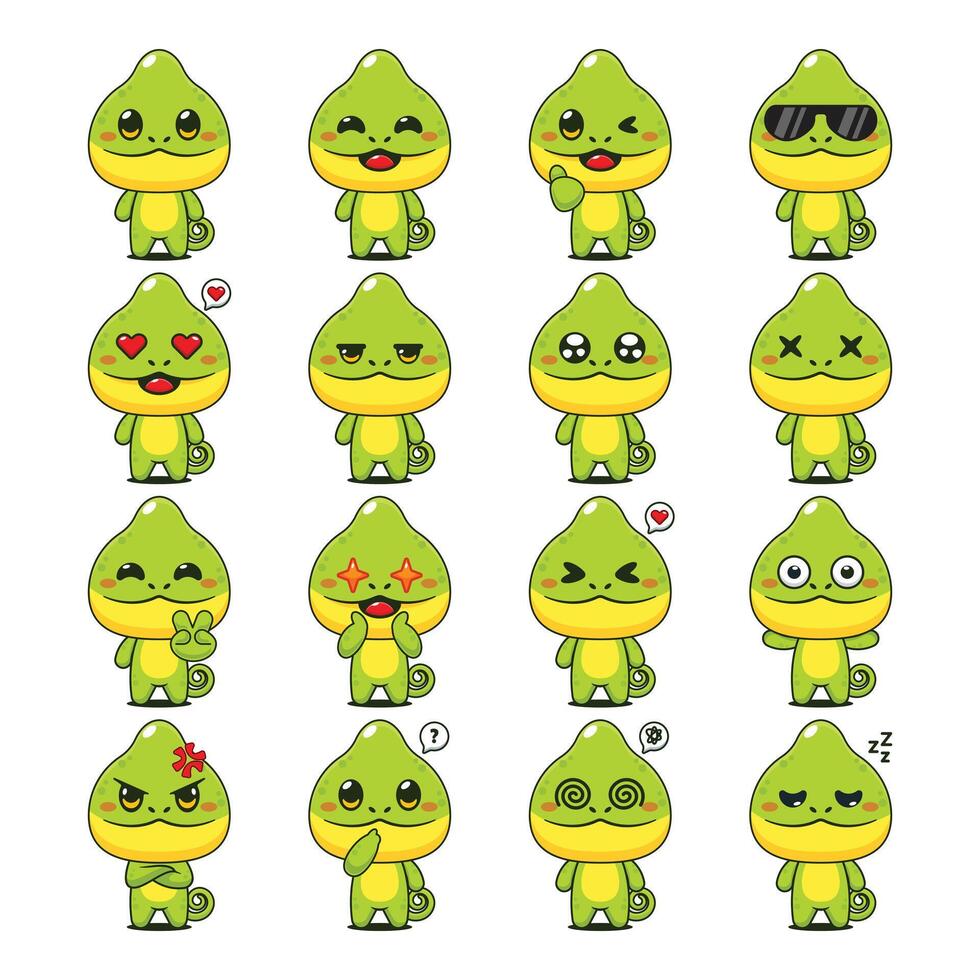 Cute Chameleon Cartoon Mascot Character Illustration vector