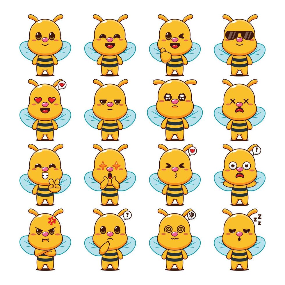 Cute Bee Cartoon Mascot Character Illustration vector