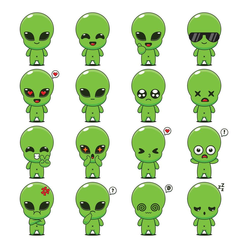 Cute alien cartoon mascot character illustration. Cartoon alien mascot character for logo, sticker, or animation design. vector