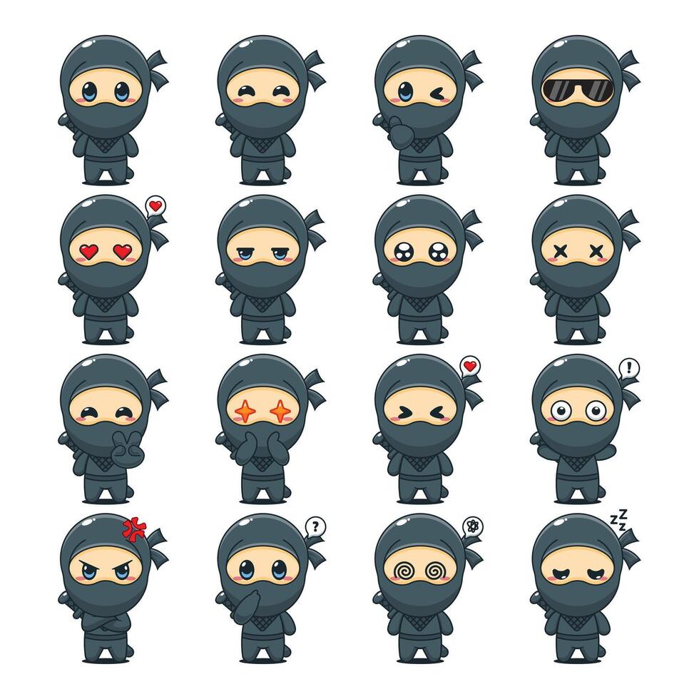 Cute ninja cartoon mascot character illustration. Cartoon ninja mascot character for logo, sticker, or animation design. vector