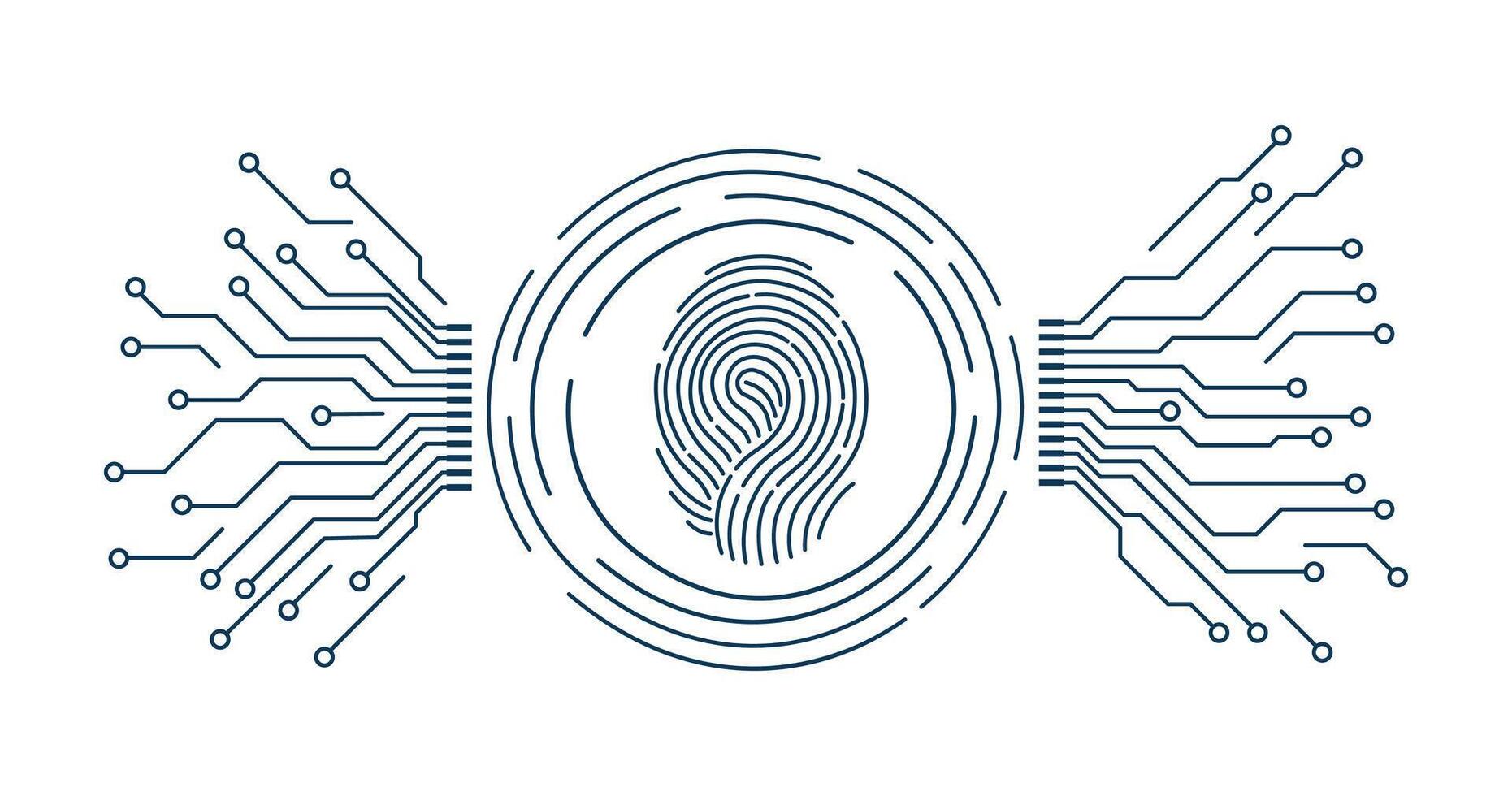 Fingerprint scanning system. Biometric identification technology concept. Personal touch id identity. vector