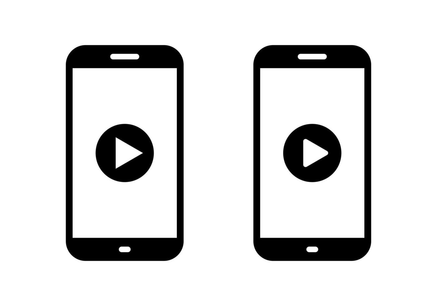 Play button on phone screen icon. Streaming UI concept vector