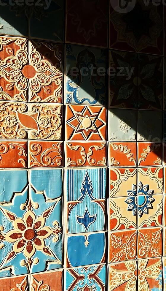 close up of a tiled wall with a shadow photo