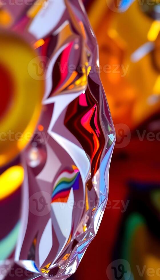 close up of a colorful glass object photo