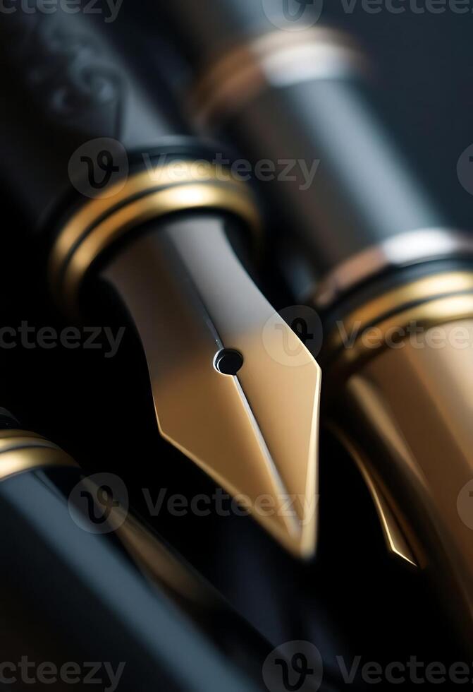 close up of a fountain pen with a gold tip photo