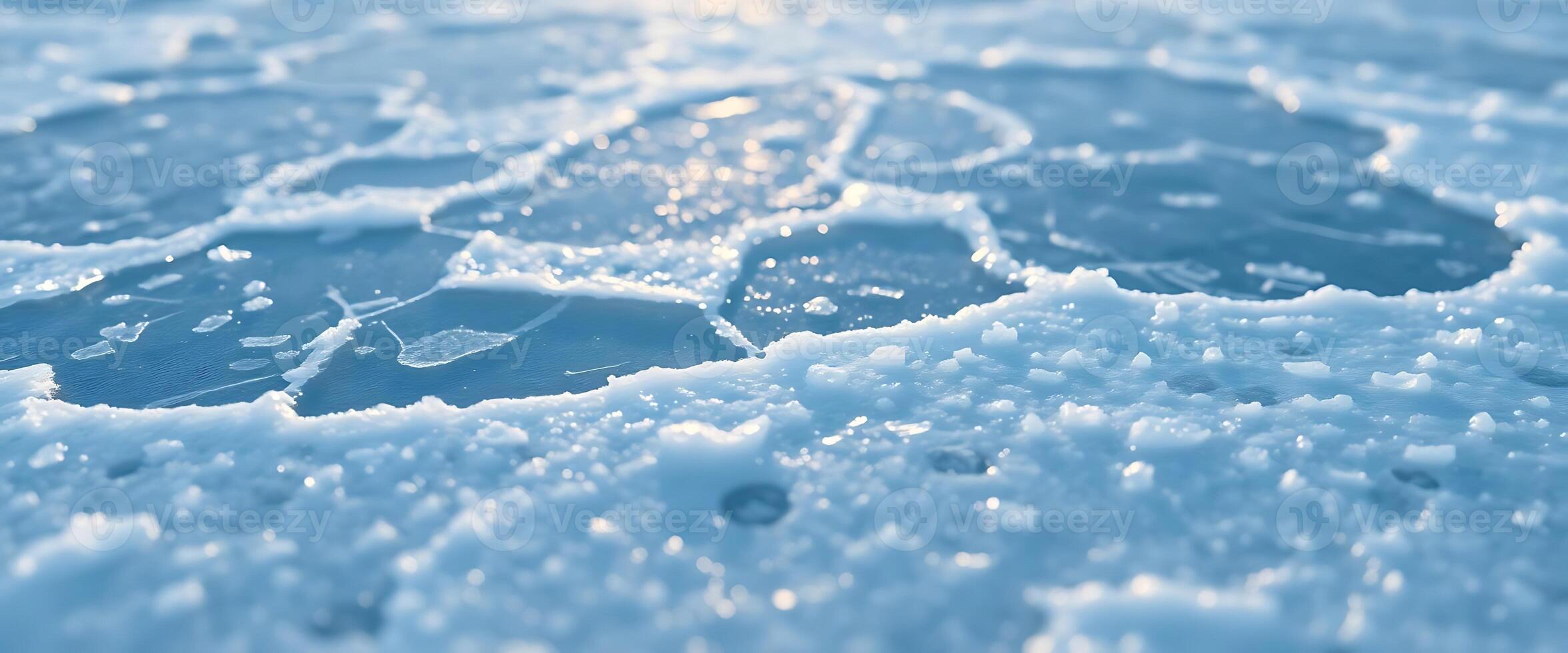 close up of ice crystals on the surface of water photo