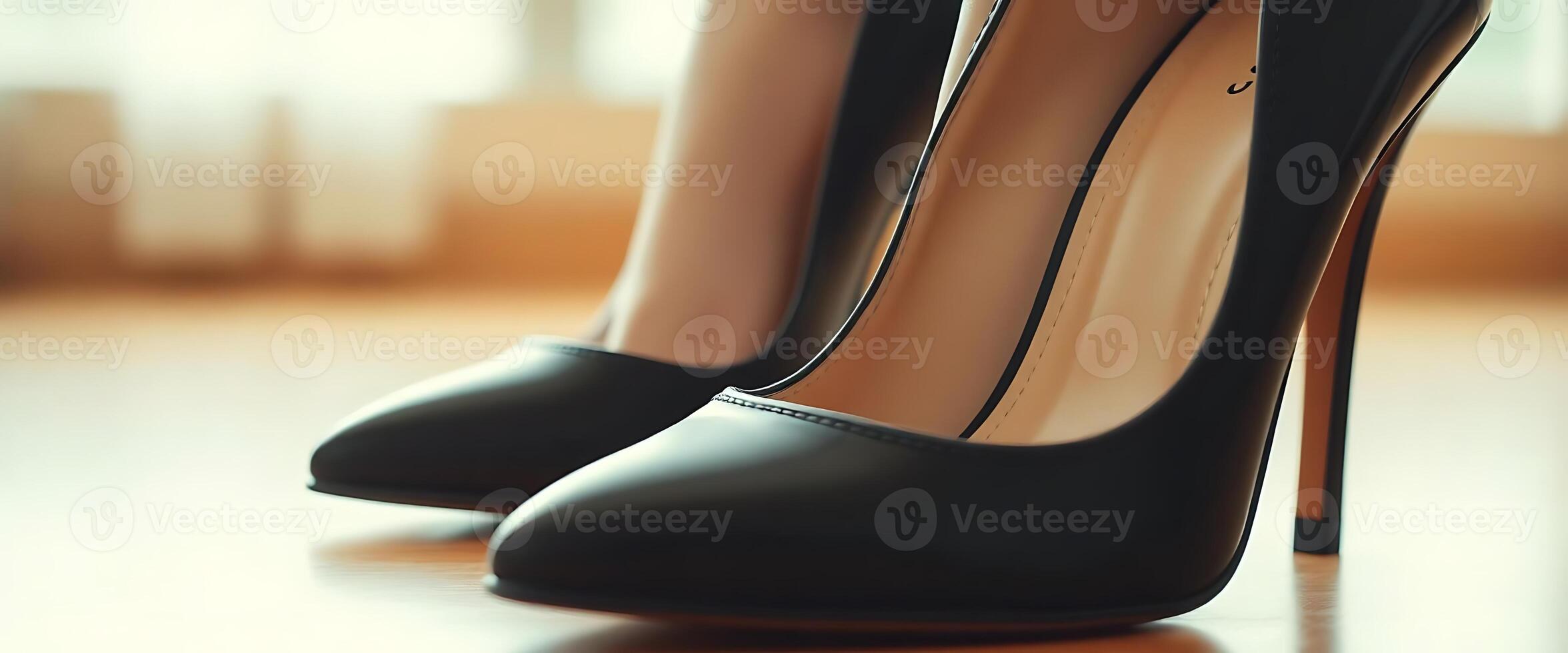 close up of a pair of black high heels photo