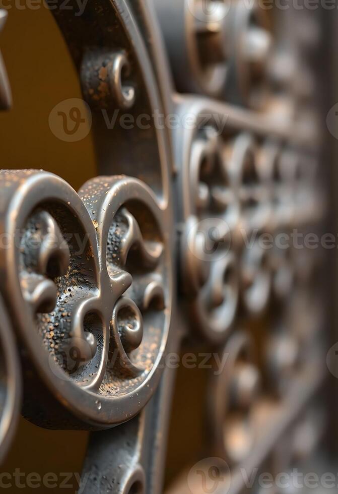 close up of a metal door with a star on it photo