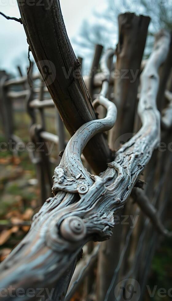 close up of a vine on a fence photo