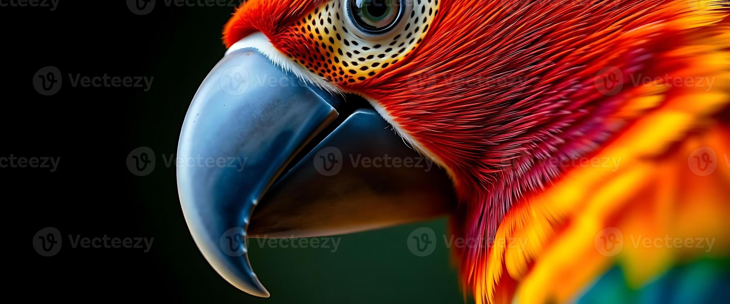 close up of a colorful bird with a black background photo
