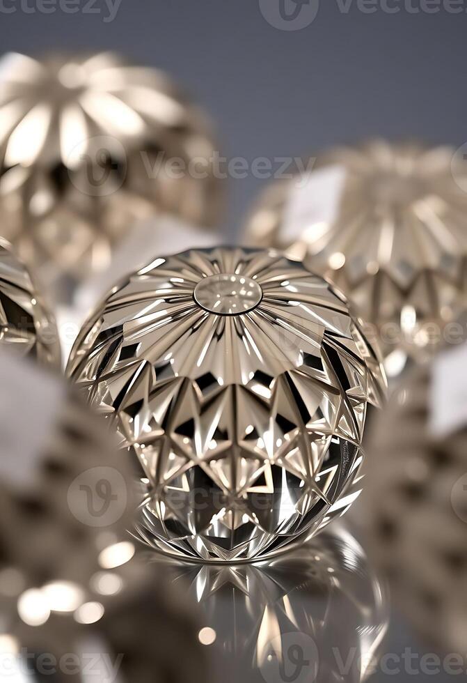 close up of a metal object on a reflective surface photo