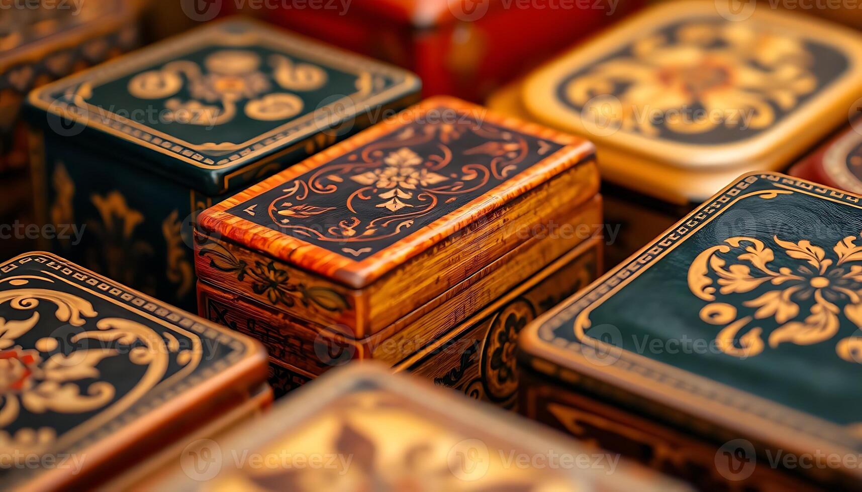 close up of a bunch of small boxes photo