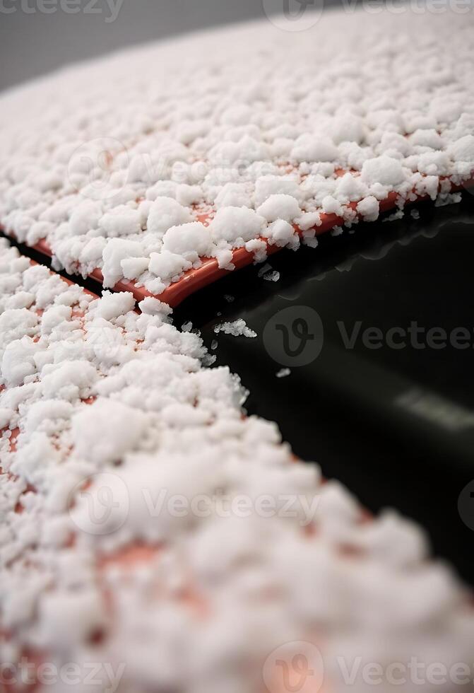 close up of a car covered in snow photo