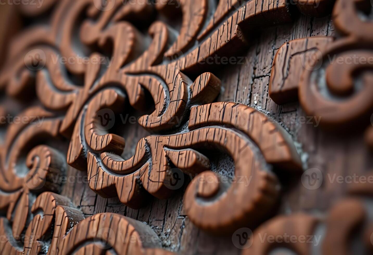 close up of a wood carving on a wall photo
