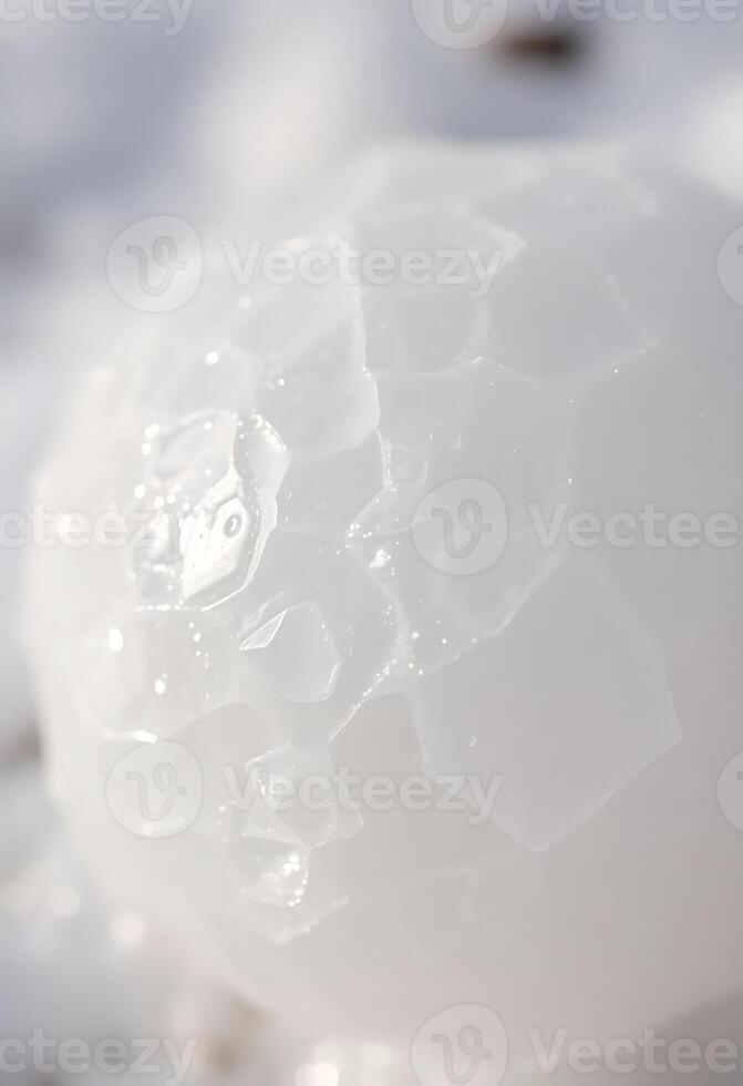close up of a snow ball with water droplets on it photo