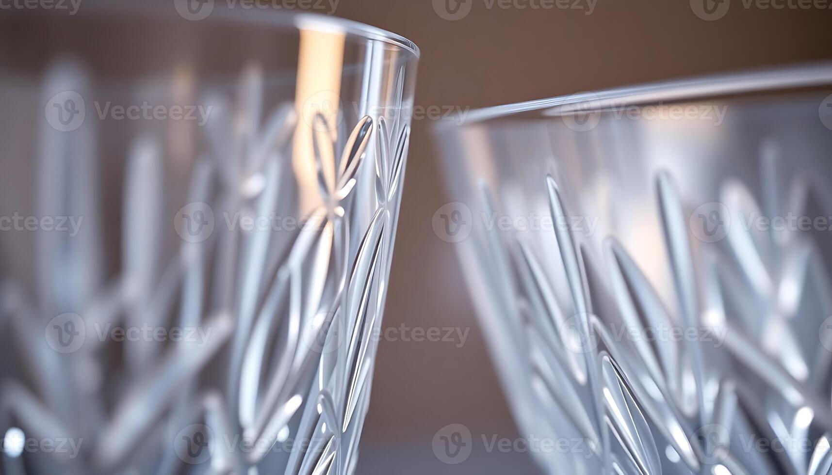 close up of two clear glasses on a table photo