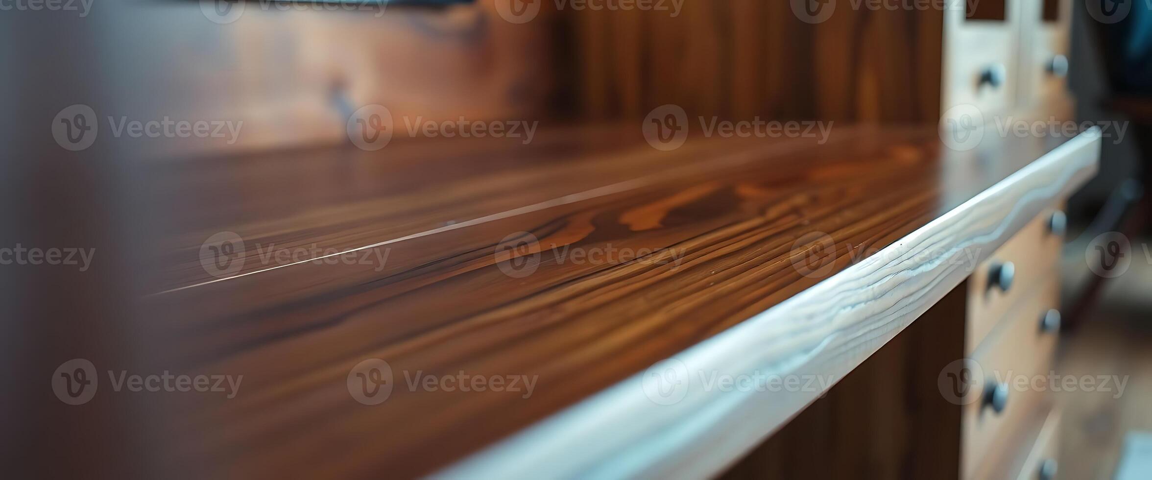 close up of a wooden shelf with drawers photo