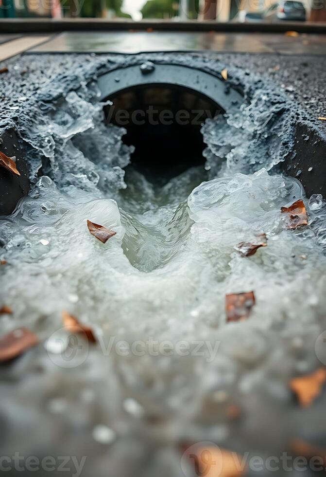 hole in the ground with water coming out of it photo
