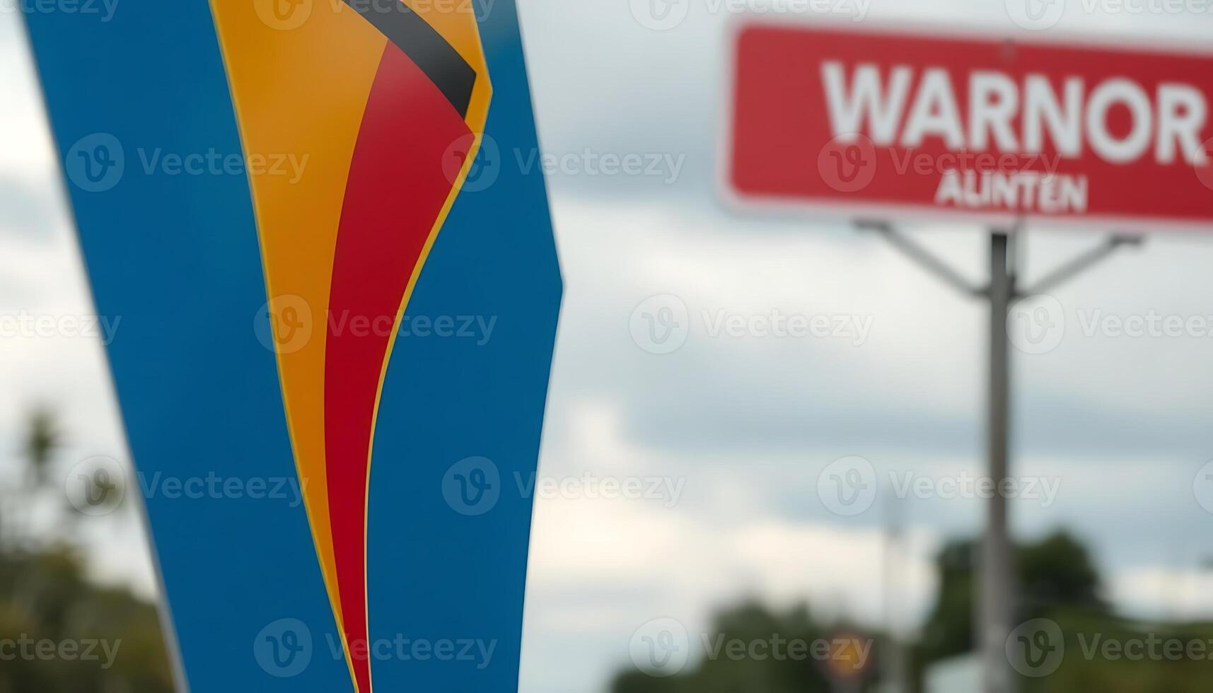 close up of a street sign with trees in the background photo