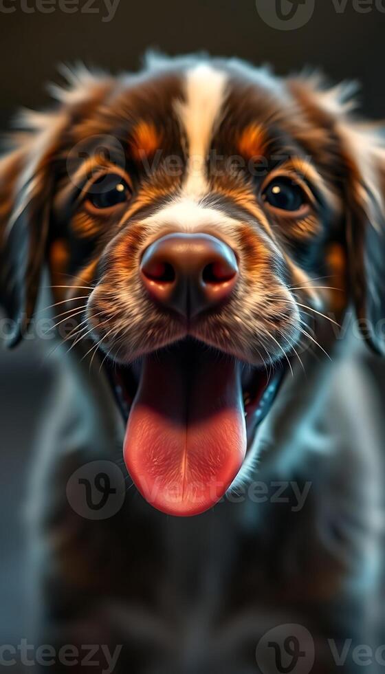 A cute dog with its tongue out photo