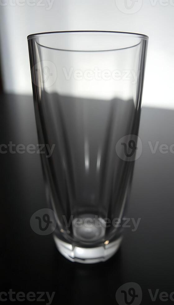 A glass with a white background sitting on a table photo