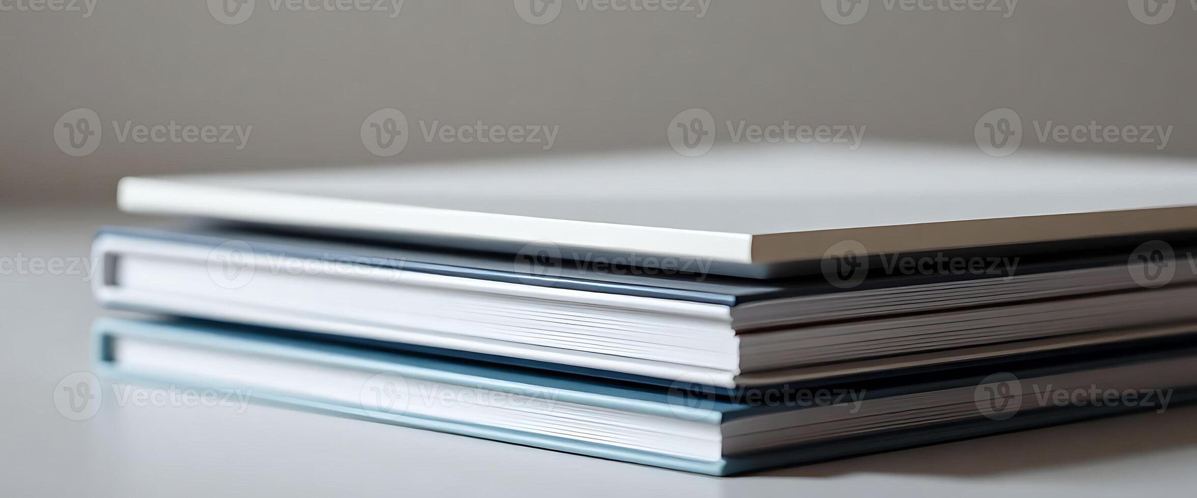 Stack of books on white background photo