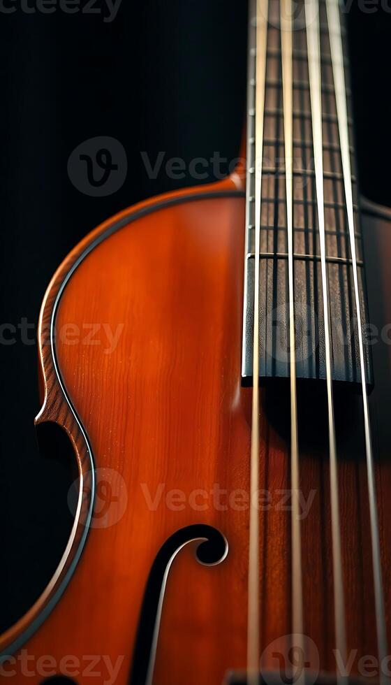 close up of a violin on a black background photo