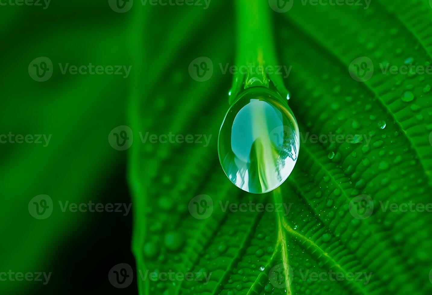 A drop of water is on a leaf photo
