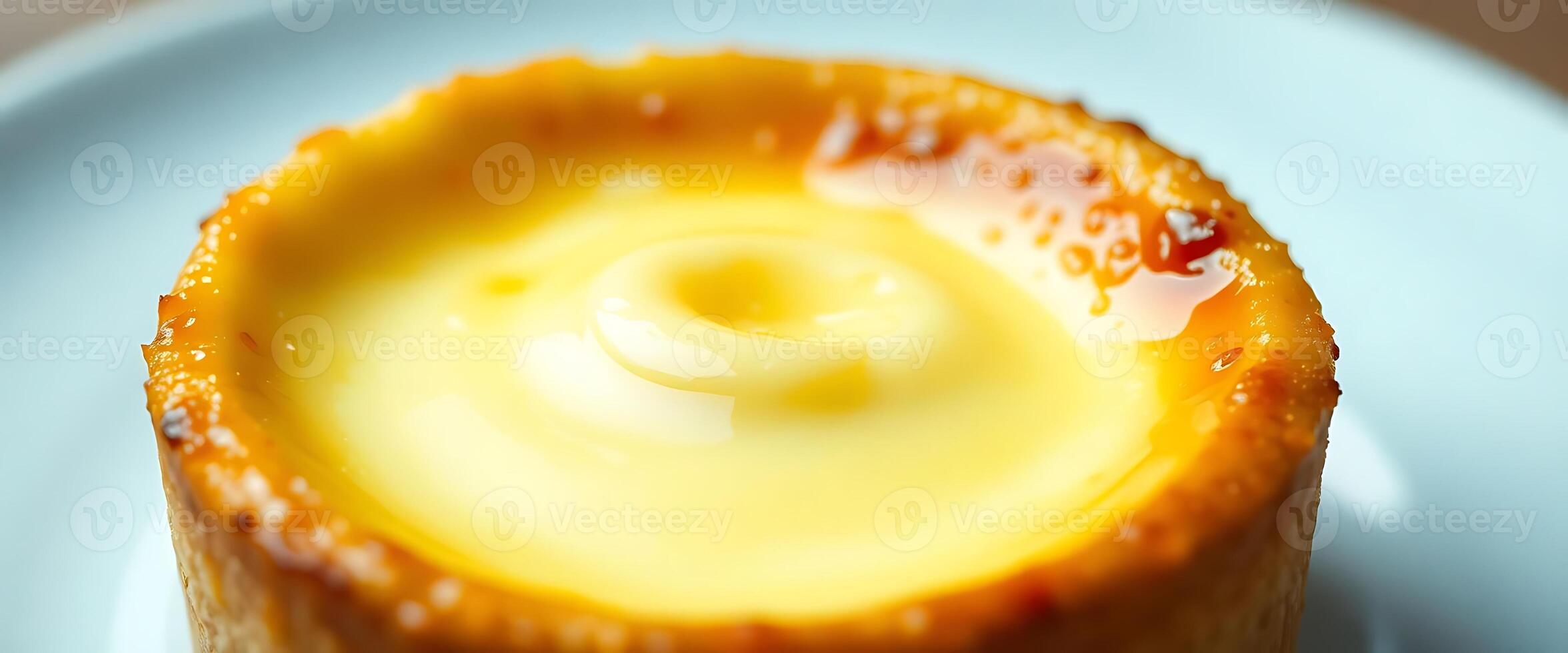 A dessert with a yellow sauce on top photo