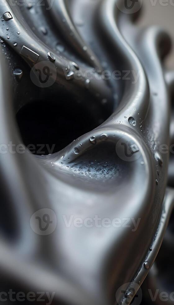 close up of a metal object with water droplets photo