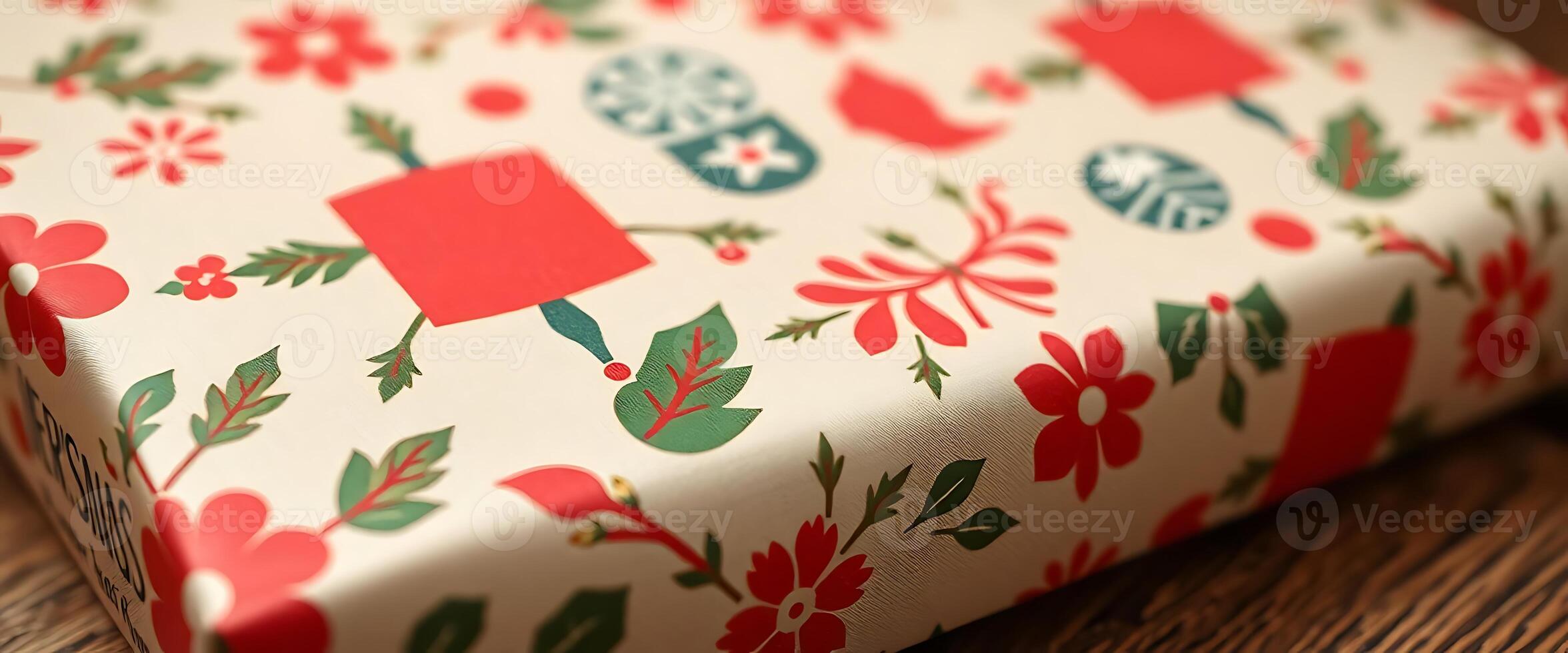 close up of a wrapping paper on a table photo
