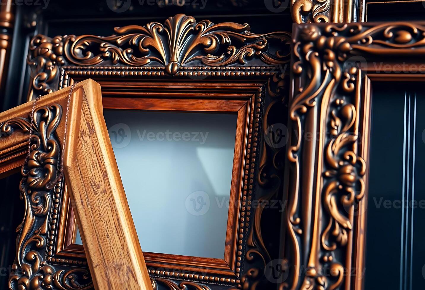 close up of a wooden picture frame photo