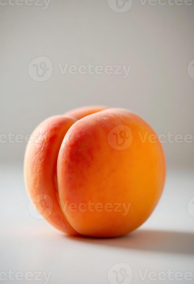 couple of peaches sitting on top of a table photo