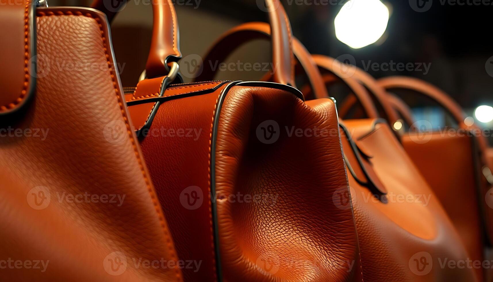 row of orange purses sitting next to each other photo