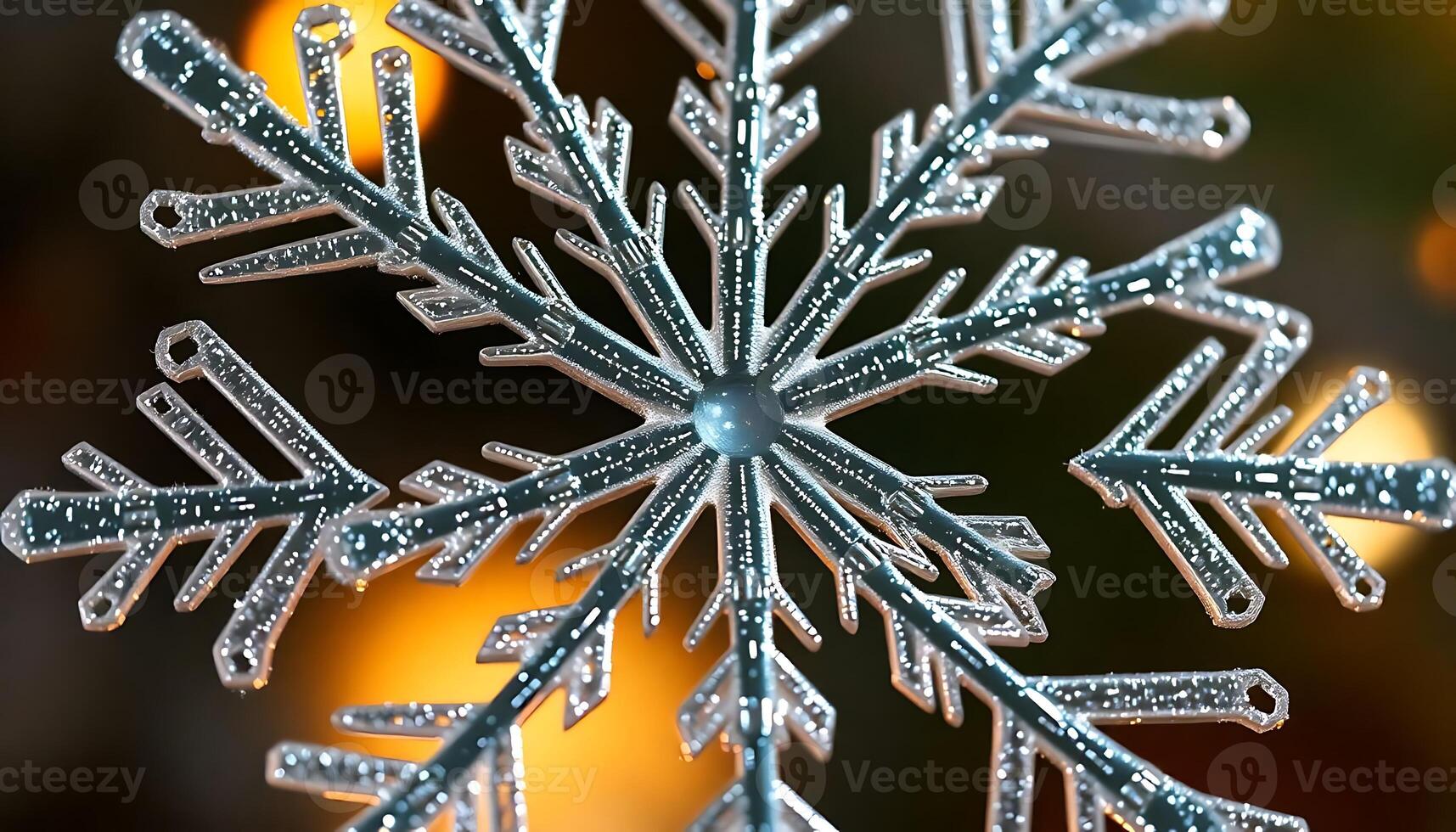 close up of a snowflake with water droplets photo