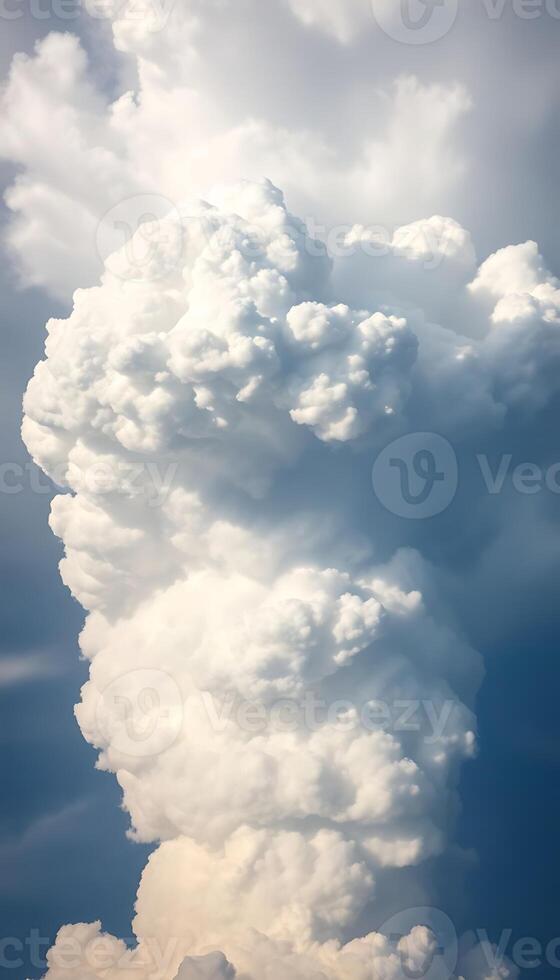large cloud of white smoke billowing out of a blue sky photo