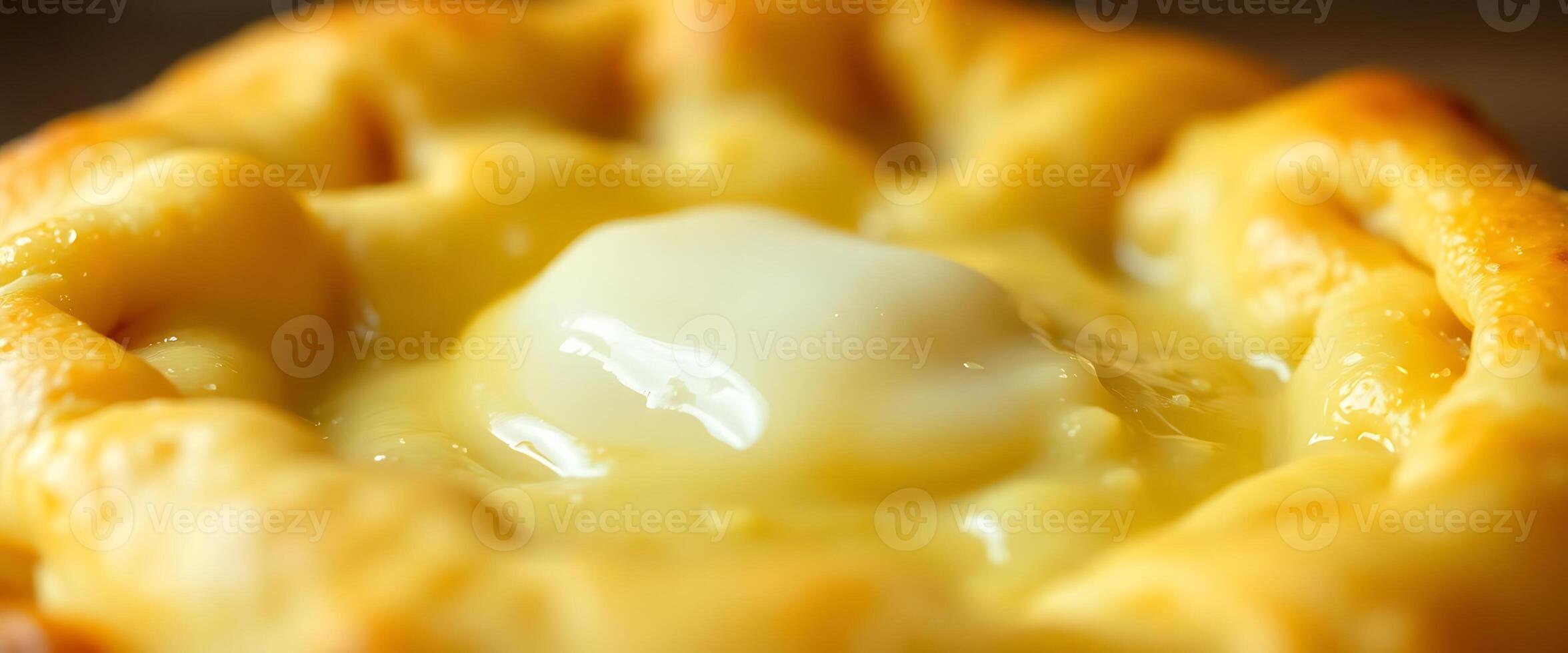 A close up of a pastry with a small egg in it photo