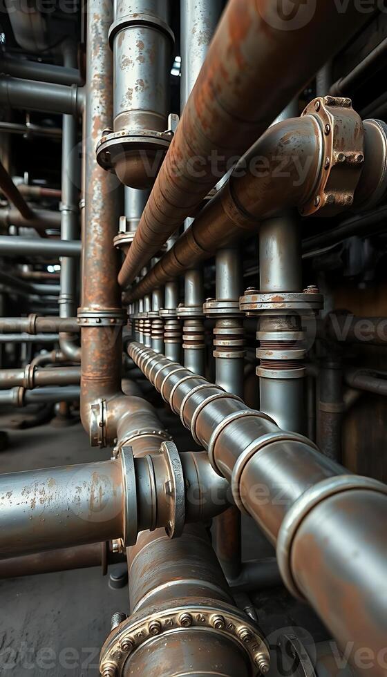 pipes and piping in a large industrial building photo