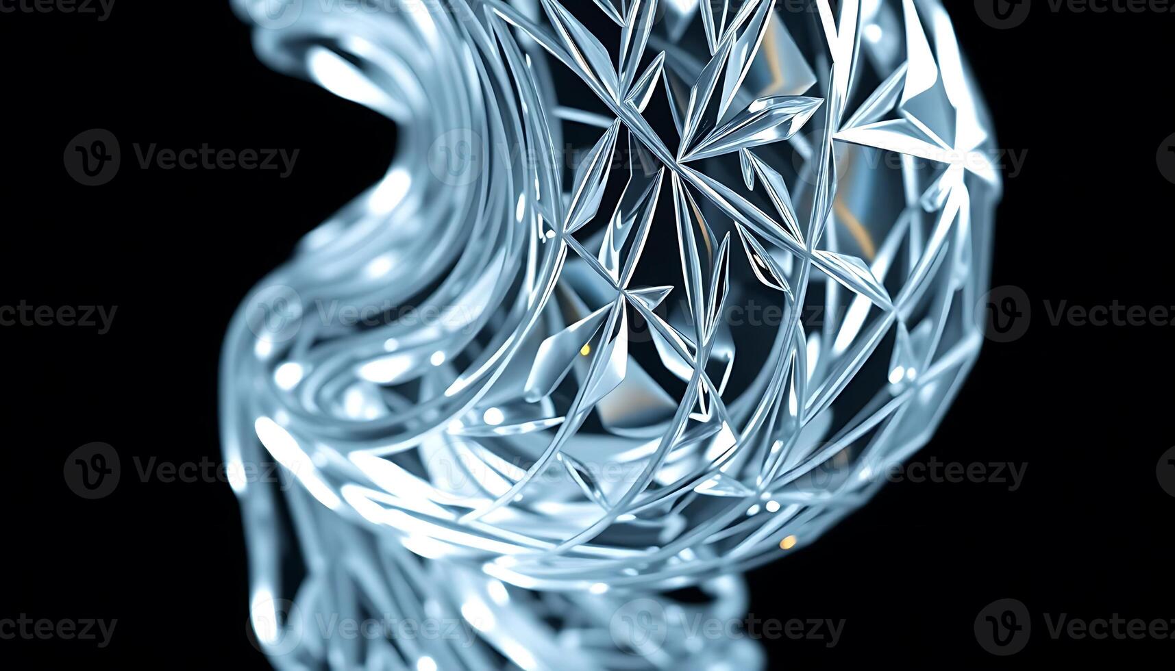A close up of a metal sculpture with a black background photo