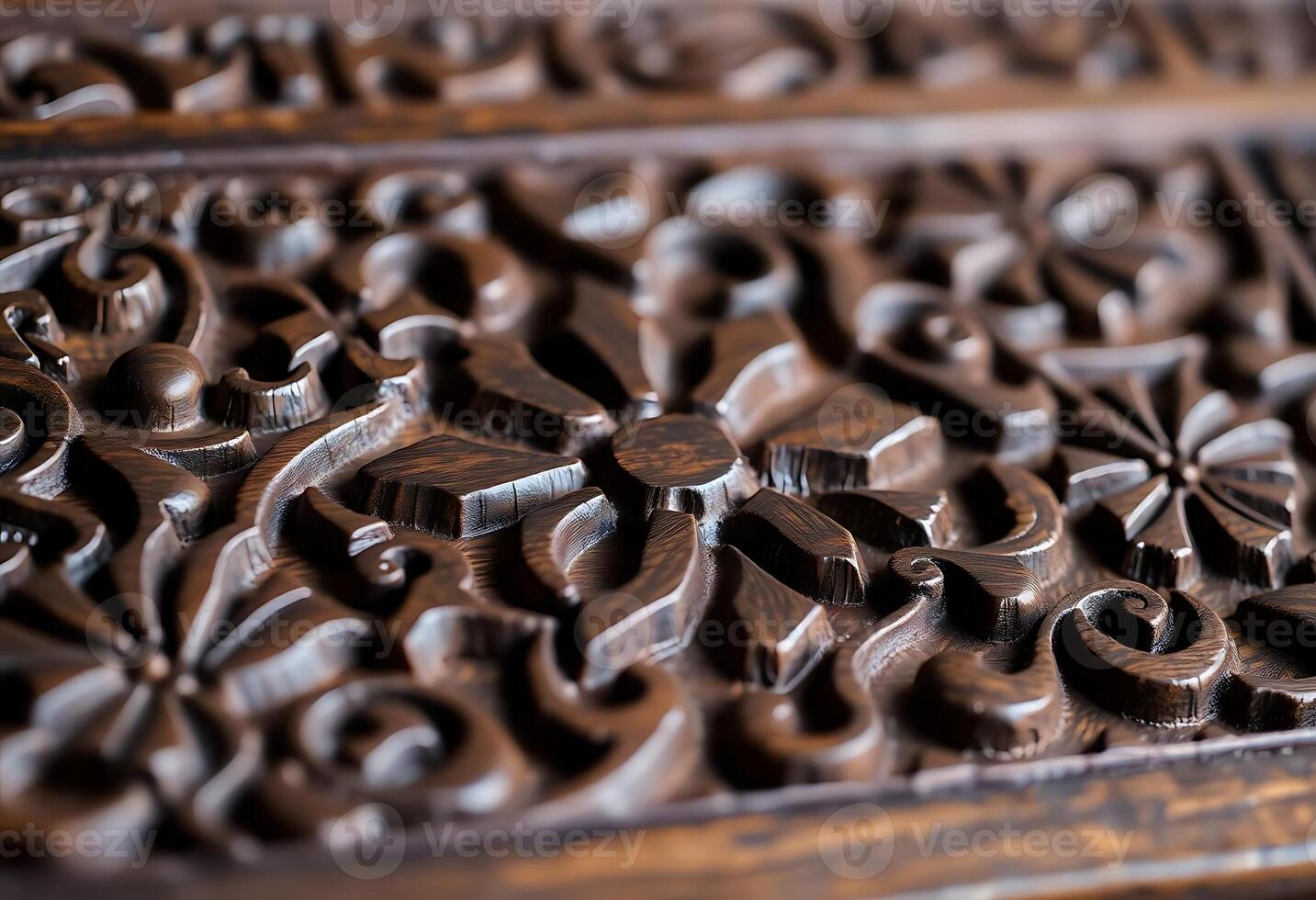 Close up of carved wood on a table photo