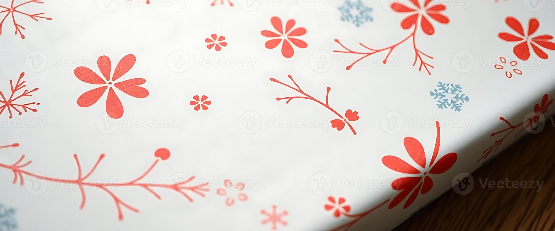 close up of a wrapping paper with flowers on it photo