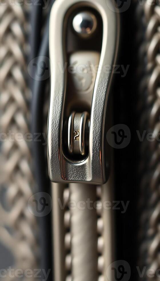 close up of a metal handle on a purse photo