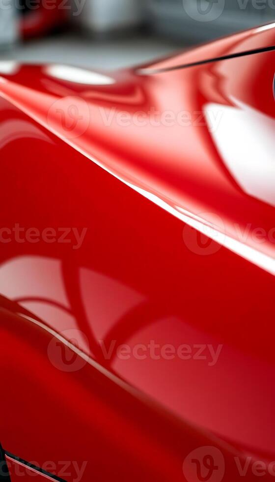 close up of a red sports car door handle photo